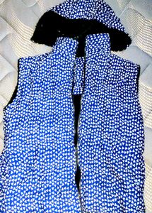 Blue & White Vest with Hood