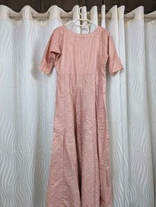 Brocade pink anarkali kurta