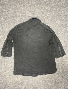 Zara Men's Black Embroidered Button-Down Shirt