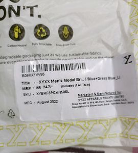 L Size Mens Brief Underwear With QC Tag