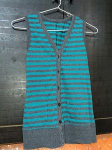 Striped Sleeveless V-Neck Top
