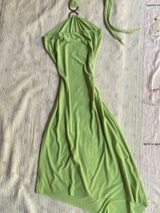 y2k Lime Green Halter Neck Dress