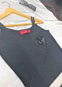 Black Embellished Tank Top