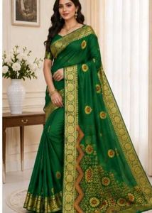 💞 heavy work weeding silk green saree 💚