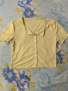 Urbanic Green Button Up Cute K-pop Crop Top