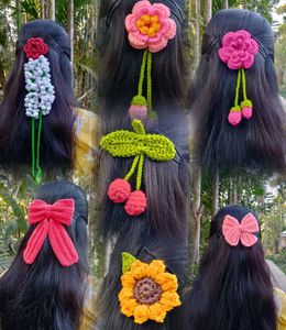 Handmade Crochet Hair Clips Set