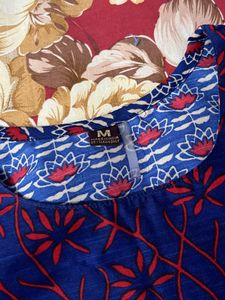 Blue Floral Print Kurti Top