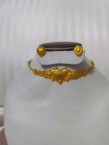 Gold Plated Choker With Ear Studs
