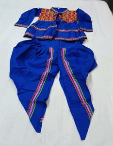 Embroidered Blue Kurta Set with Dhoti Pants