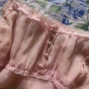 Sheer Pink Ruffle Camisole Top