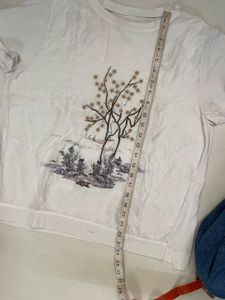 White Graphic T-Shirt with Tree Design