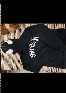 black graph hooded loose fit jacket