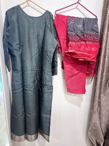 Embroidered Silk Kurta Set with Pants