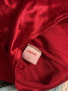 Red Satin Off-Shoulder Corset Top brand new