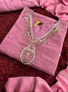 Embroidered Pink Kurta Set