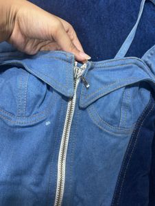Denim Bodysuit with Zipper