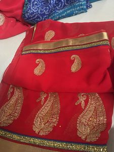 Elegant Red Paisley Saree