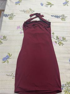Maroon Halter Neck Bodycon Dress