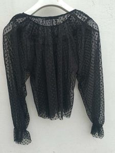 zara black net top.