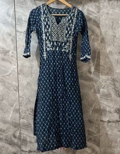 Embroidered Blue Ethnic Kurta