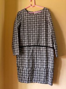 Chic Geometric Print Long Sleeve Dress