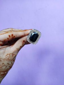 Black Stone Ring Beautifully Designed With Diamonds *PARCEL OPENING VIDEO IS MUST*