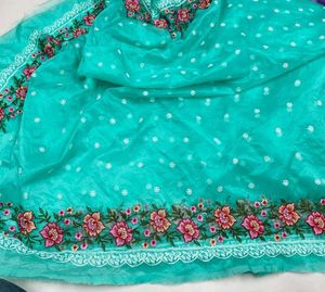 New without tag- Organza Embroidered Silk saree