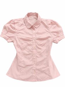 Cute Puff Sleeve Button-Up Blouse