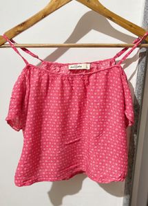 Abercrombie &amp; Fitch Pink Floral Cold Shoulder Top