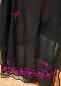 Lucknow Chikankari Black Dupatta / Stole