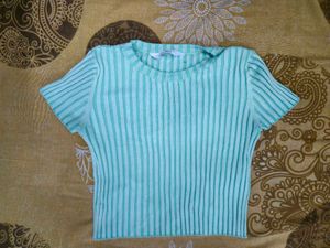 h&amp;m Ribbed Knit Short Sleeve Top