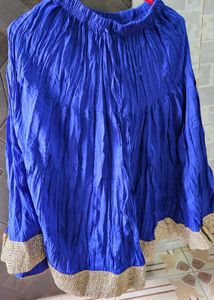 Vibrant Blue Crinkled Ethnic Skirt