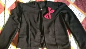 Chic Black Bolero Jacket and blue top