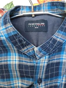 Peter England Blue Plaid Shirt