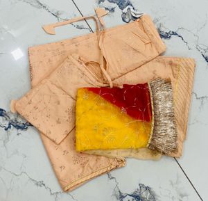 Peach Embroidered rajputi poshak