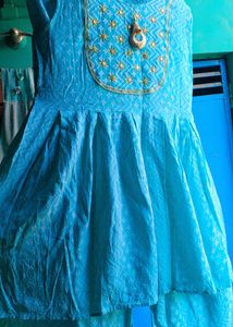 Beautiful Blue Kurta Set with Tassel (M)