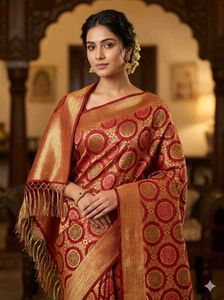 Stunning Red & Gold Silk Saree