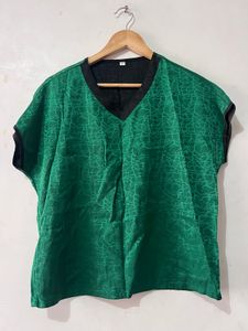 V-Neck Emerald Green Kurta Top
