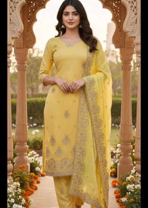 Yellow Embroidered Salwar Suit