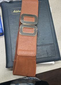Brown Elastic Belt with Ornate Buckle