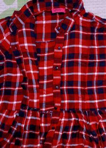 Stylish Red Plaid Peplum women Shirt