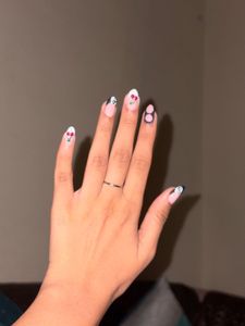 Cute Cherry & Black French Tip Nails
