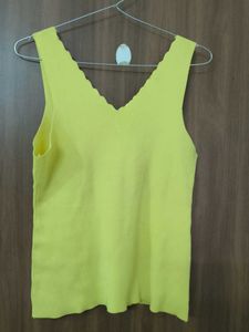 Lime Green V-Neck Sleeveless Top