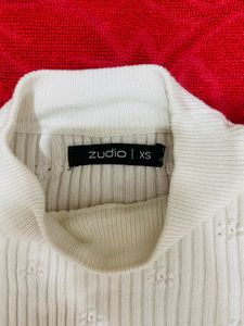Cream Ribbed Knit Sweater