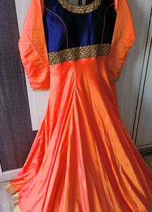 Heavy Embroidered Mulberry Silk Ethnic Gown