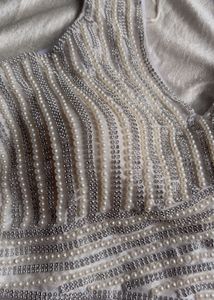 Embellished Pearl &amp; Silver Blouse