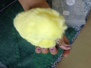 Cute Yellow Fluffy Heart Keychain