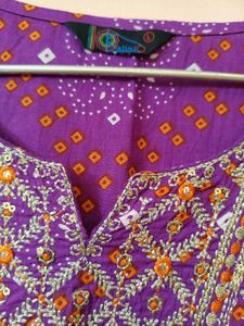 Vibrant Purple Embroidered Kurta Set with Dupatta