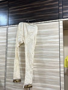 Cream Churidar Pants Silk