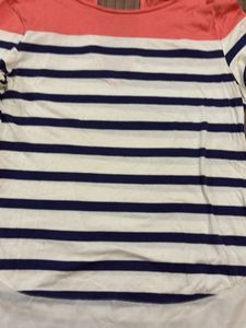 Striped Boat Neck Tunic with Back Tie